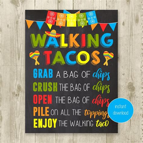 Free Printable Walking Taco Bar Sign
